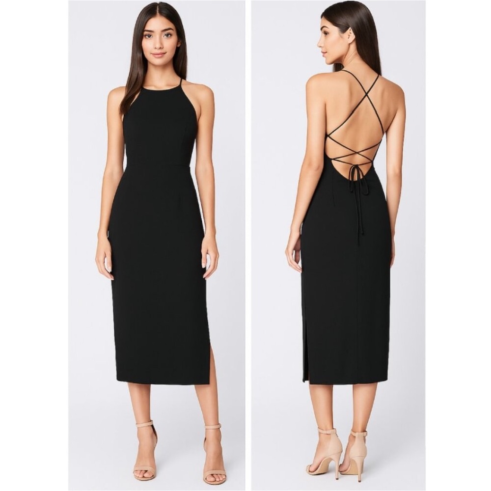 NWT Yumi Kim Black Strappy Midi Dress